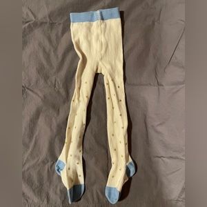 Baby Boden white knit tights with gold stars